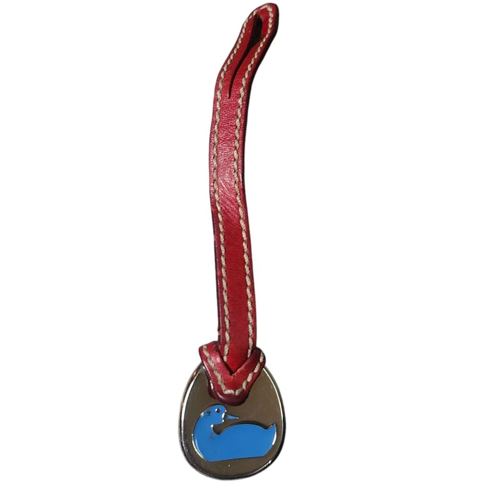 Dooney & Bourke Red Leather Blue Duck Keychain Vintage Bag Charm